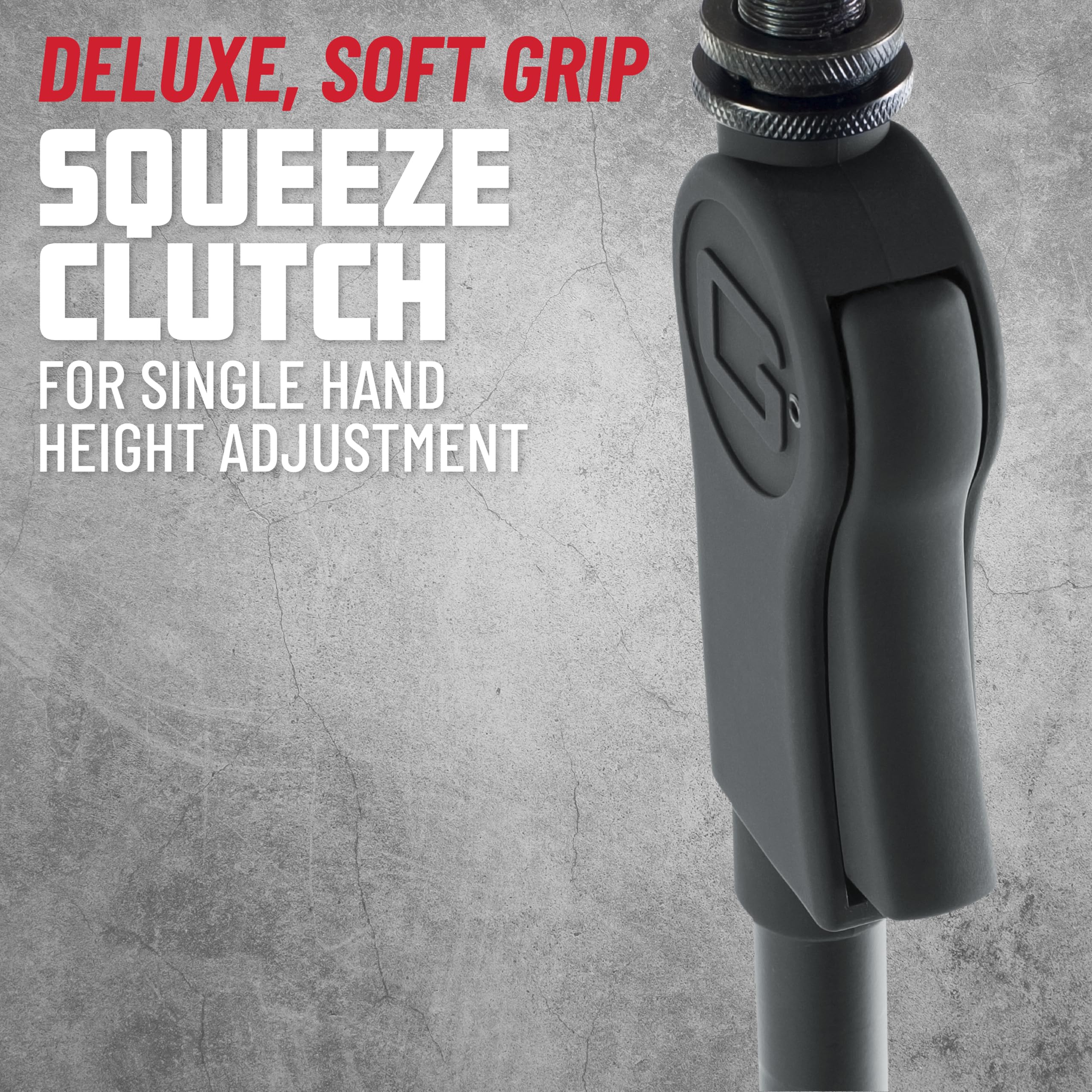 Gator Frameworks Microphone Stand with 10'' Weighted Base and Deluxe Soft Grip Squeeze Height Adjustment (GFW-MIC-1001),Black